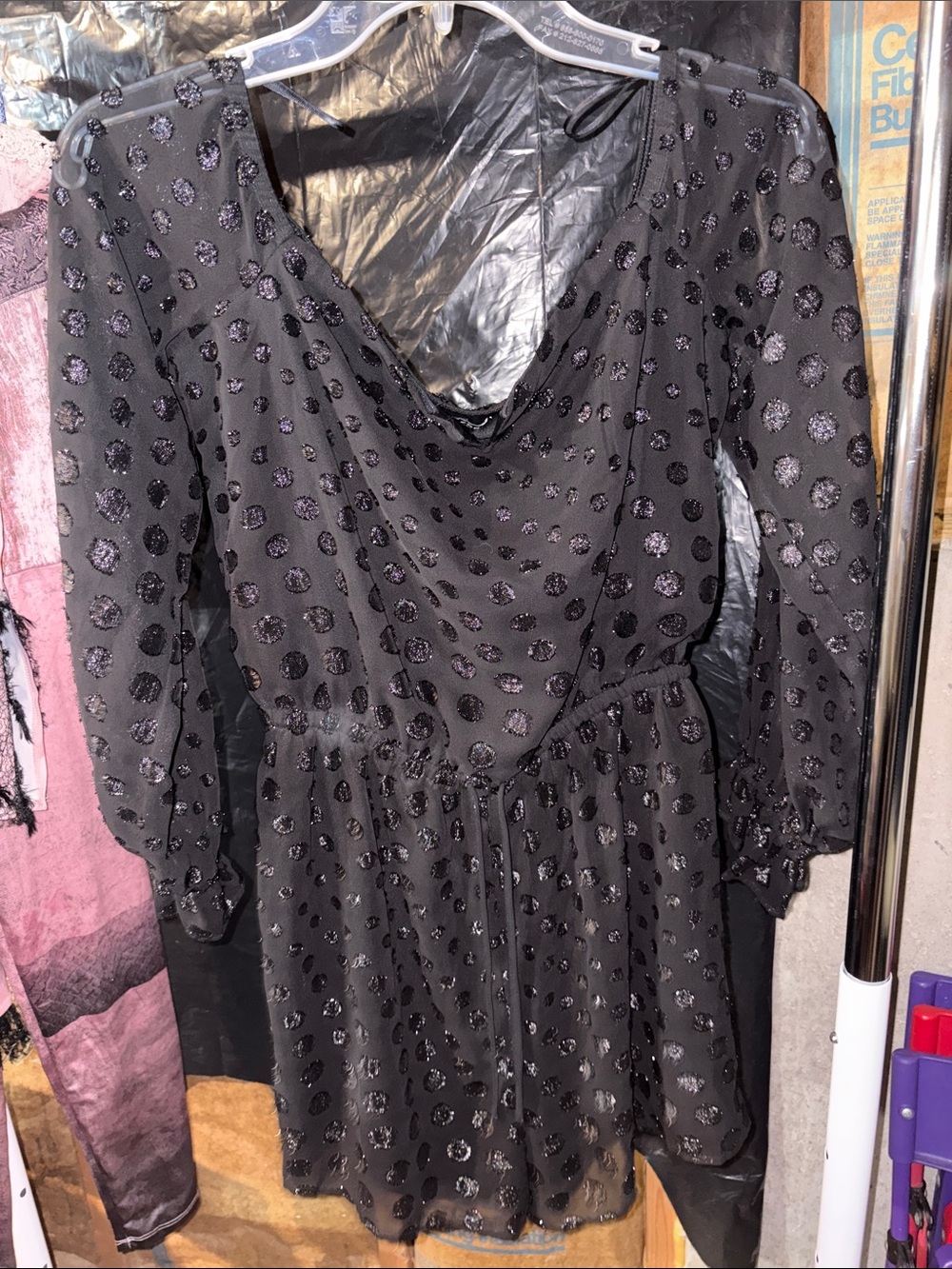Black Sheer Polka Dot Long Sleeve jumpsuit